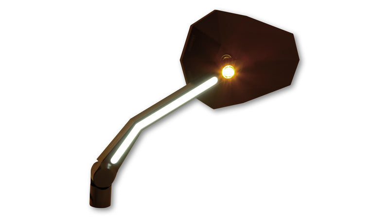 HIGHSIDER Stealth-X4 Spiegel | Lenkerendenspiegel mit LED Blinker/Positionsleuchte | schwarz | E-geprüft | PAAR
