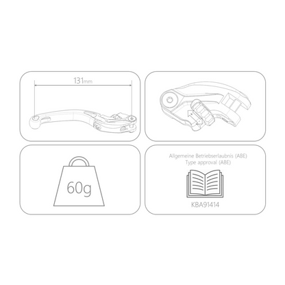 MG Biketec ClubSport Bremshebel | Einzeln | kurz | klappbar | mit ABE - D - A - CH | passend für Suzuki GSX-R 750 (Model J) - Modelle (1988)