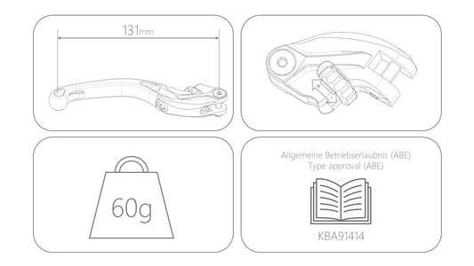 MG Biketec ClubSport Kupplungshebel | Einzeln | kurz | klappbar | mit ABE - D - A - CH | passend für Yamaha XSR 900 GP (Euro 5+) - Modelle (2024)