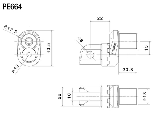 Rizoma Fußrastenmontage - KIT | Fahrer (Ø 18 mm) | Exzentrisch Verstellbar | ABE | PAAR | Schwarz eloxiert