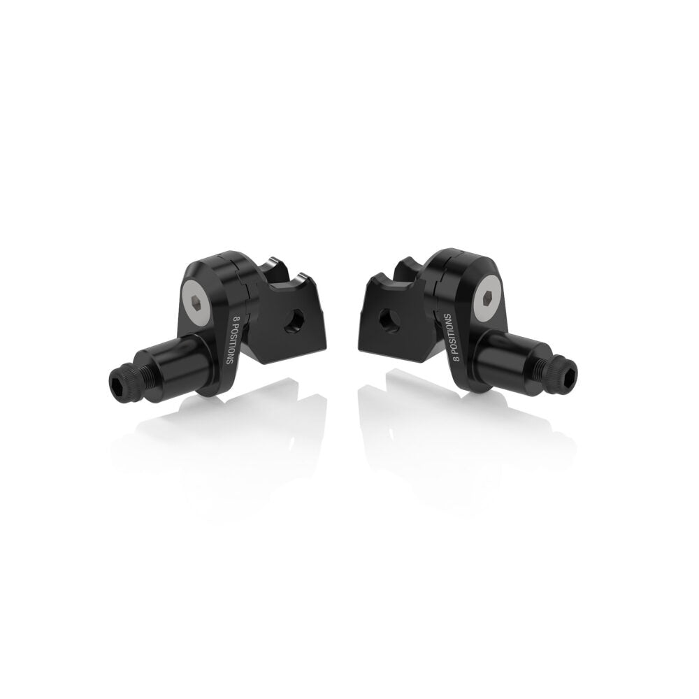 Rizoma Fußrastenmontage - KIT | Fahrer (Ø 22 mm) | Exzentrisch Verstellbar | ABE | PAAR | Schwarz eloxiert