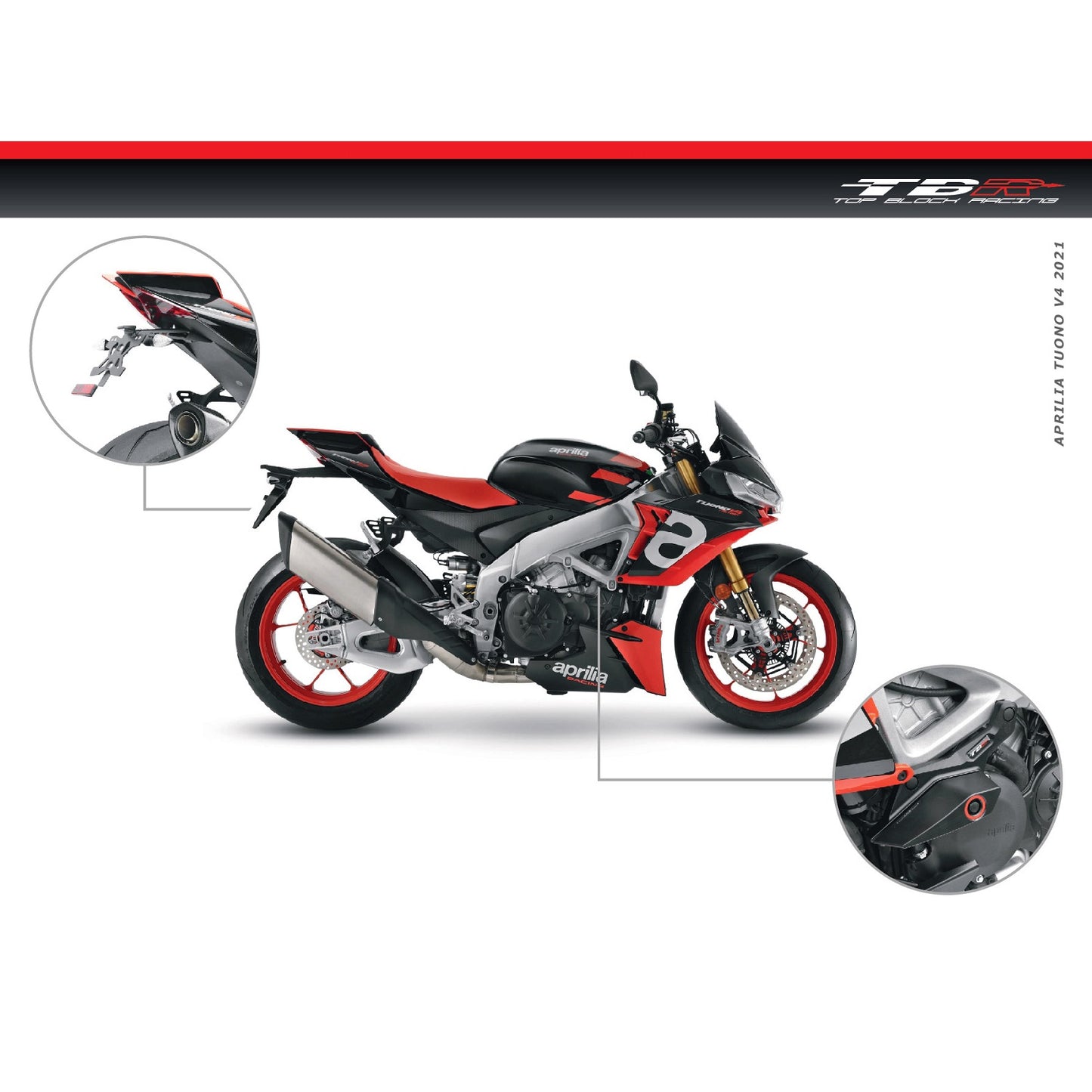 Top Block Racing Sturzpads | PAAR | passend für Aprilia Tuono V4 1100 / Factory - Modelle (2021-2024)