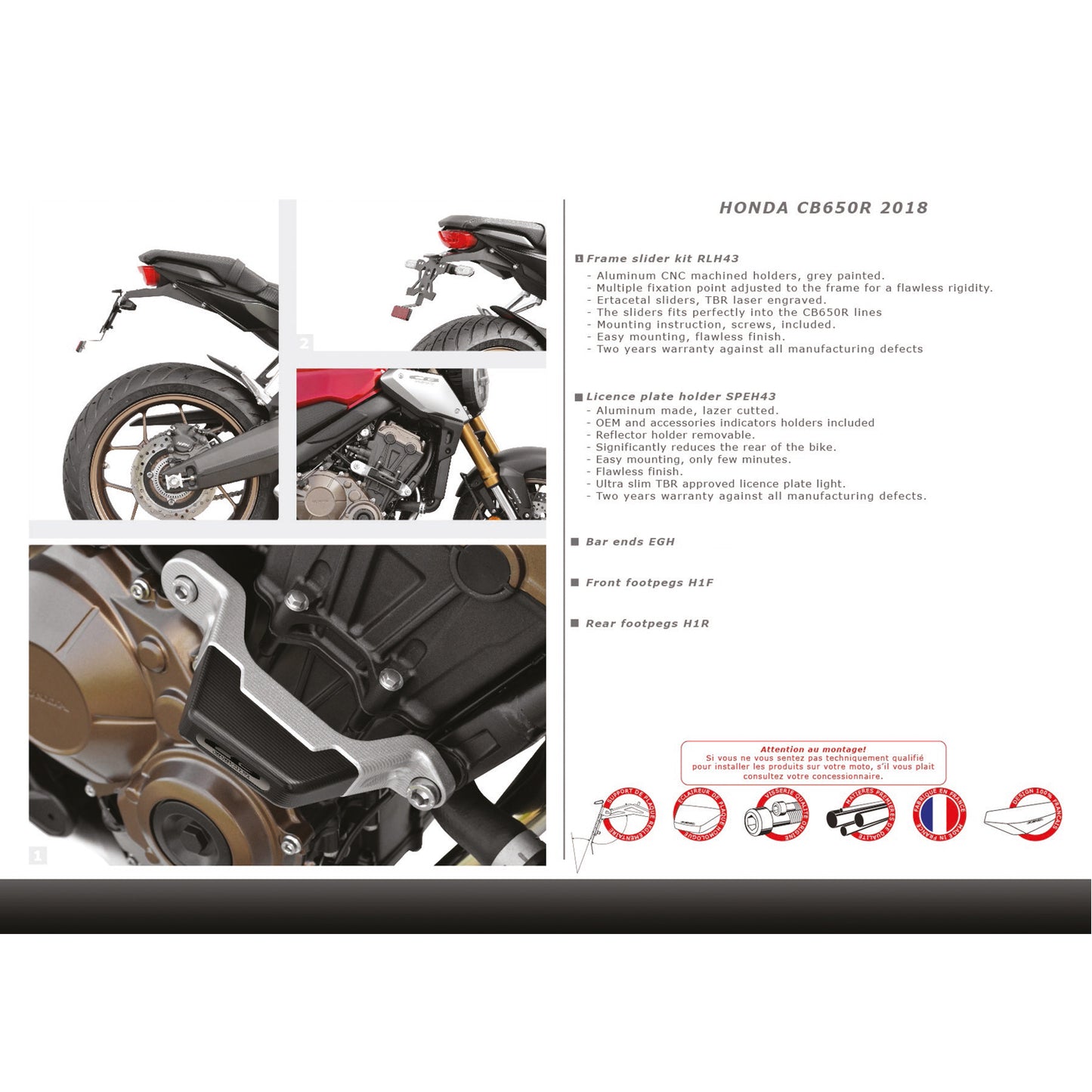 Top Block Racing Sturzpads | PAAR | passend für Honda CB 650 R - Modelle (2019-2024)