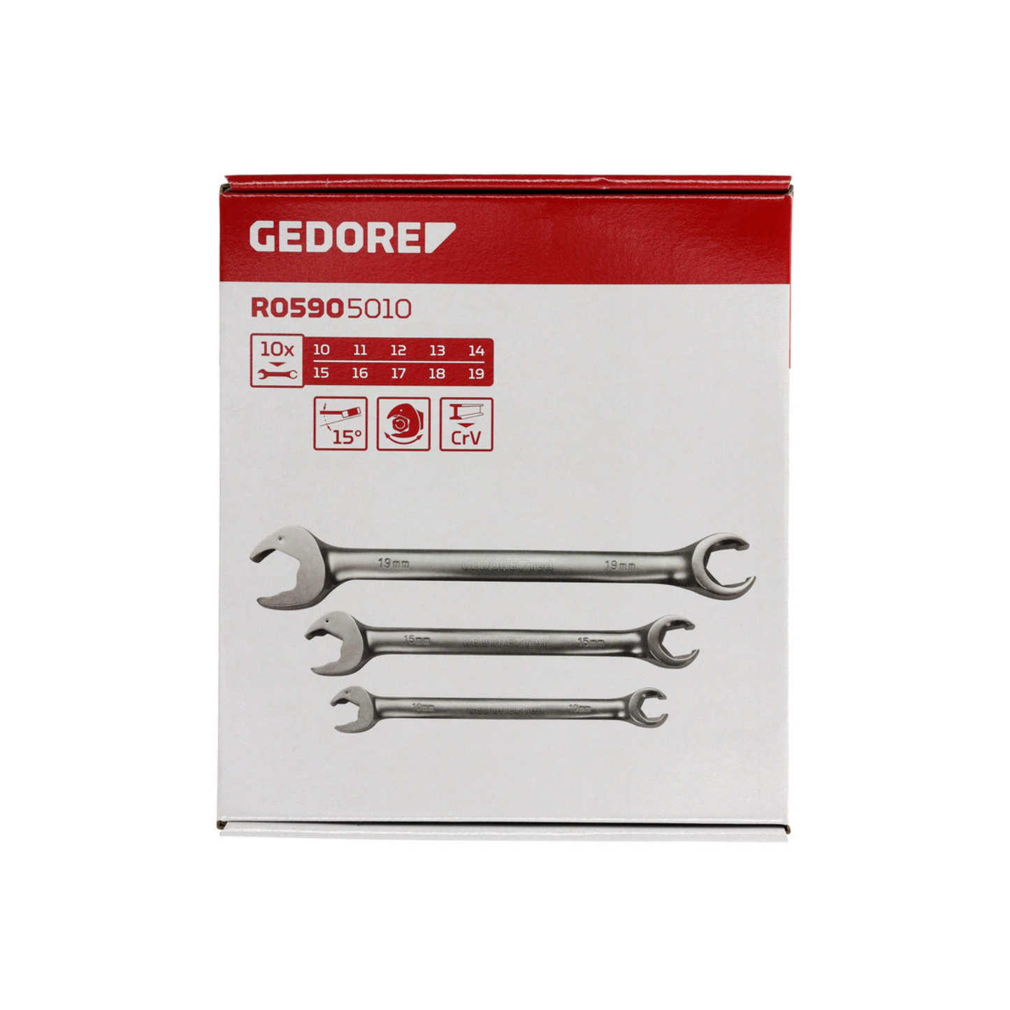 GEDORE red R05905010 Ringratschenmaulschlüssel offen 10-19 mm 10-teilig