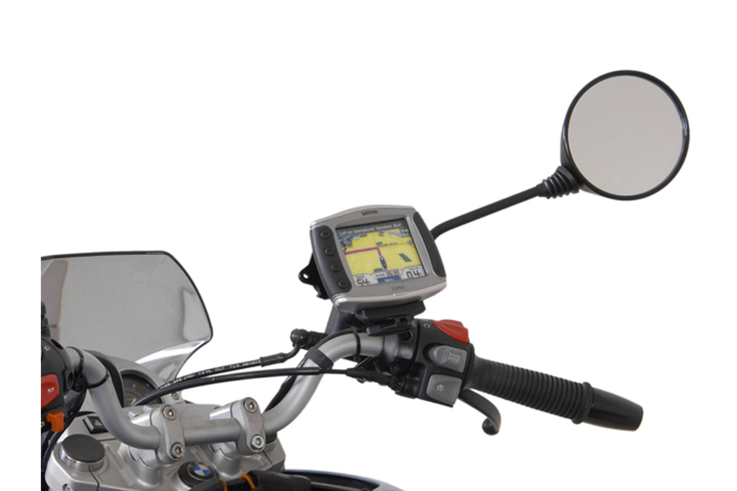 SW-Motech Navi-Halter mit Lenkerklemme | Für Lenker Ø 32 mm. Vibrationsgedämpft. Silbern.