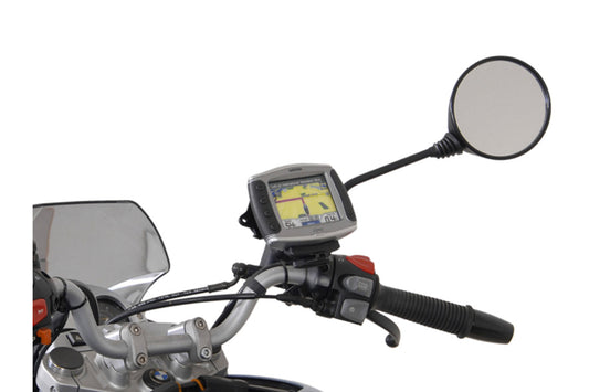 SW-Motech Navi-Halter mit Lenkerklemme | Für Lenker Ø 32 mm. Vibrationsgedämpft. Silbern.