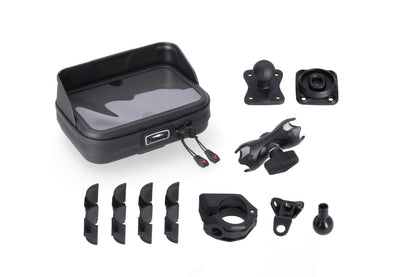 SW-Motech Universal Navi-Kit mit Phone Case | Inkl. 2" Klemmarm. Für Lenker/ Spiegelgewinde.