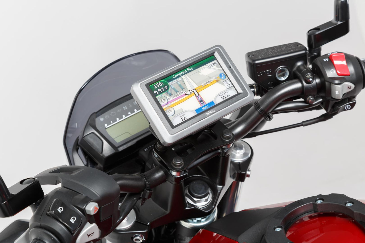 SW-Motech Universal Navi-Kit T-Lock Halter Smartphone groß | Inkl. 2" Klemmarm. Für Lenker/ Spiegelgewinde.