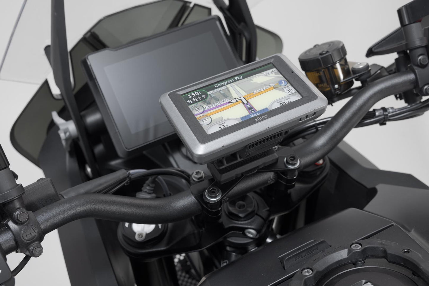 SW-Motech Navi-Halter am Lenker | Schwarz. KTM 1290 Super Adventure (21-).