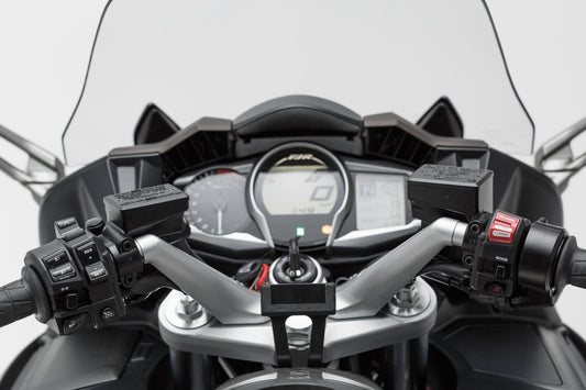 SW-Motech Navi-Halter am Lenker | Schwarz. Yamaha FJR 1300 (04-).