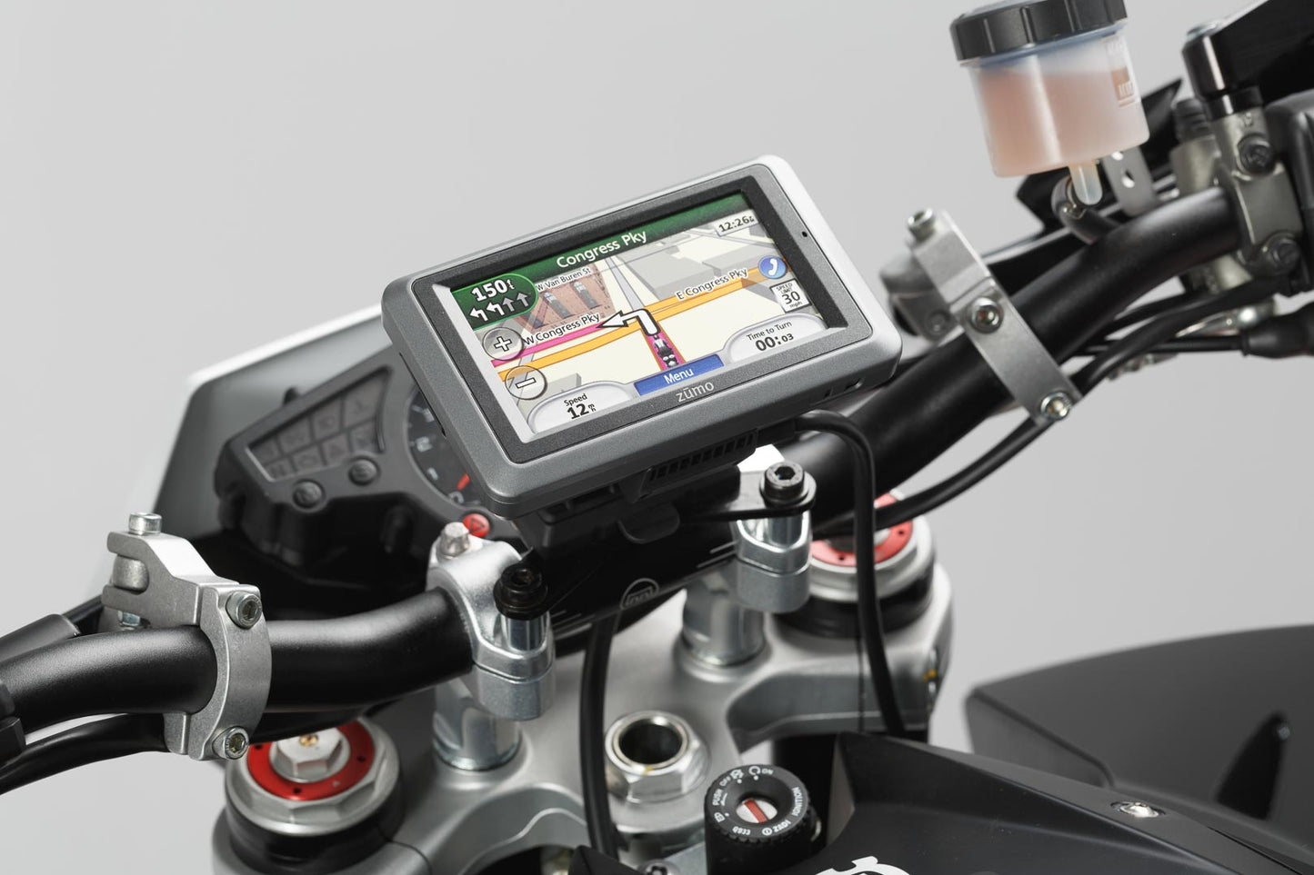 SW-Motech Navi-Halter am Lenker | Schwarz. BMW F800R, F800GT, Husqvarna TR650.
