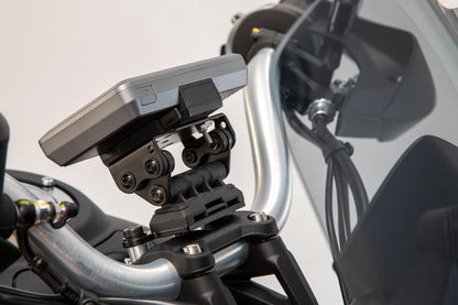 SW-Motech Navi-Halter am Lenker | Schwarz. Moto Guzzi V85 TT (19-23).