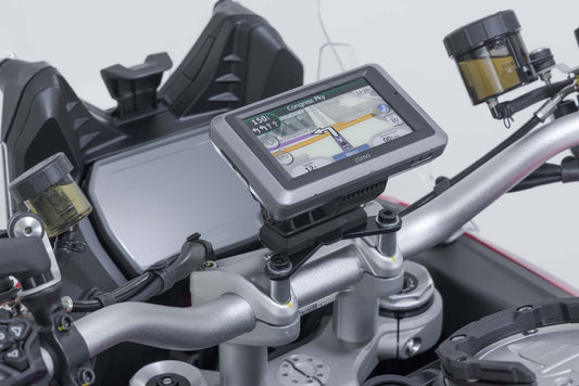 SW-Motech Navi-Halter am Lenker | Schwarz. Ducati Multistrada V4 (20-), V2 (24-).