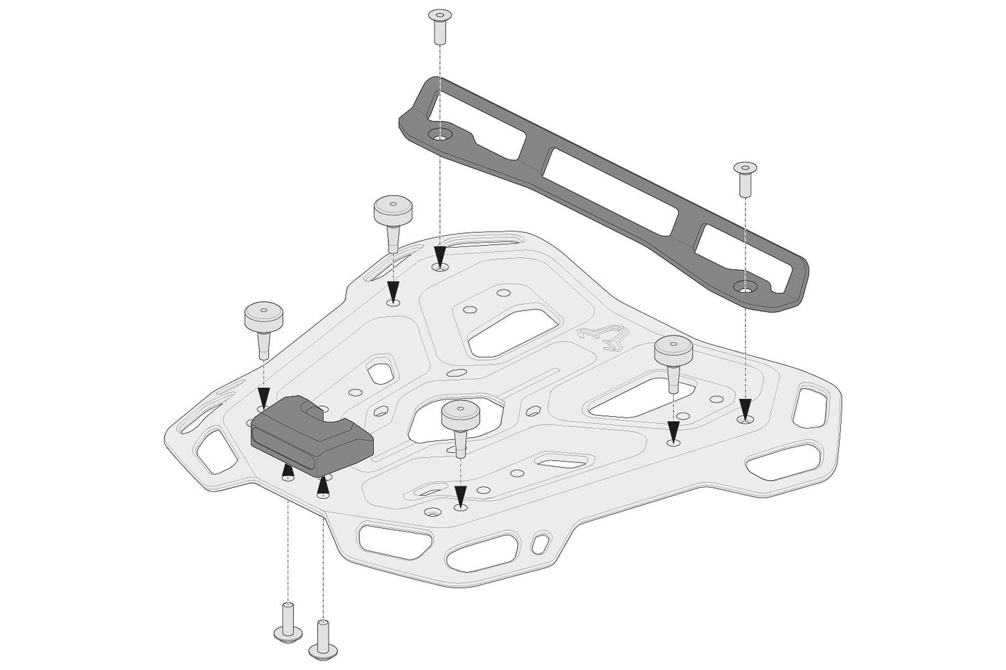 SW-Motech Adapterkit für ADVENTURE-RACK Gepäckträger | Für Shad 2. Schwarz.