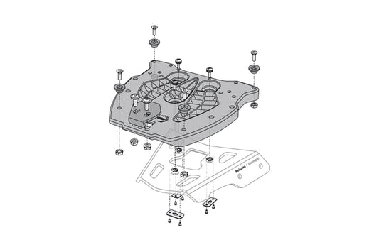 SW-Motech Adapterkit für ADVENTURE-RACK Gepäckträger | Schwarz. Für DUSC Aufnahme auf ADVENTURE-RACK.