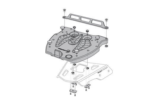 SW-Motech Adapterplatte für ALU-RACK Gepäckträger | Für Givi/Kappa Monolock. Schwarz.