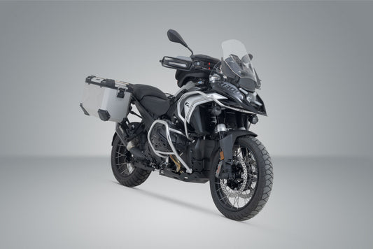 SW-Motech TRAX ADV Alukoffer-System + Akrapovic | Silbern. 45/45 l. BMW R 1300 GS (23-).