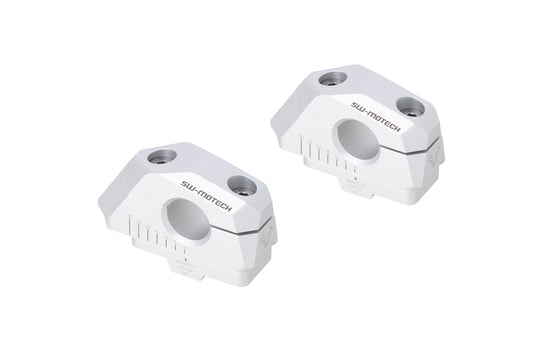 SW-Motech Lenkerverlegung variabel für Ø22 Lenker | H=25 mm. Verlegung 5/10/15/20/25/30 mm. Silbern.