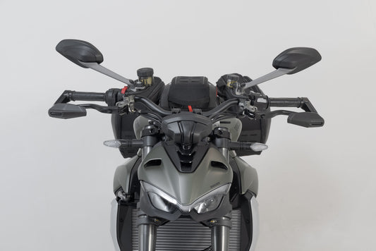 SW-Motech Hebelschützer mit Windabweiser | Schwarz. Ducati Streetfighter V2, Triumph Daytona.