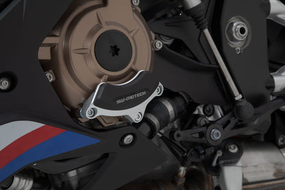 SW-Motech Motorgehäusedeckel-Schutz | Schwarz/Silbern. S1000RR(19-)/R(21-), M1000R(22-).
