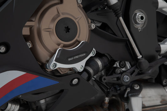 SW-Motech Motorgehäusedeckel-Schutz | Schwarz/Silbern. S1000RR(19-)/R(21-), M1000R(22-).