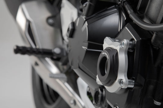 SW-Motech Motorgehäusedeckel-Schutz | Schwarz/Silbern. Kawasaki Z900-Modelle (16-).
