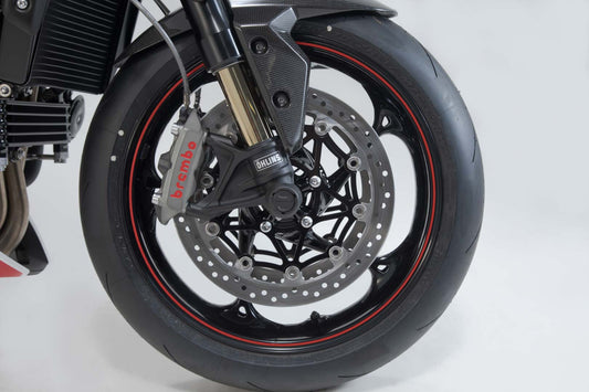 SW-Motech Sturzpad-Kit für Vorderachse | Schwarz. Triumph-, Yamaha-, Royal Enfield-Modelle.