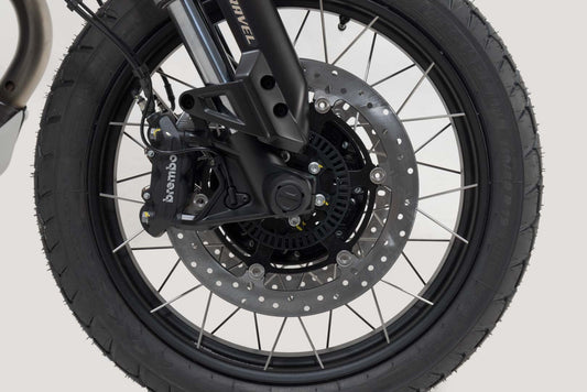 SW-Motech Sturzpad-Kit für Vorderachse | Schwarz. Moto Guzzi V85 TT (21-23).