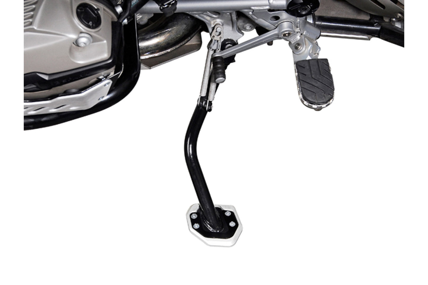 SW-Motech Seitenständerfuß-Verbreiterung | Schwarz/Silbern. BMW R1200GS / R1200GS Adventure.