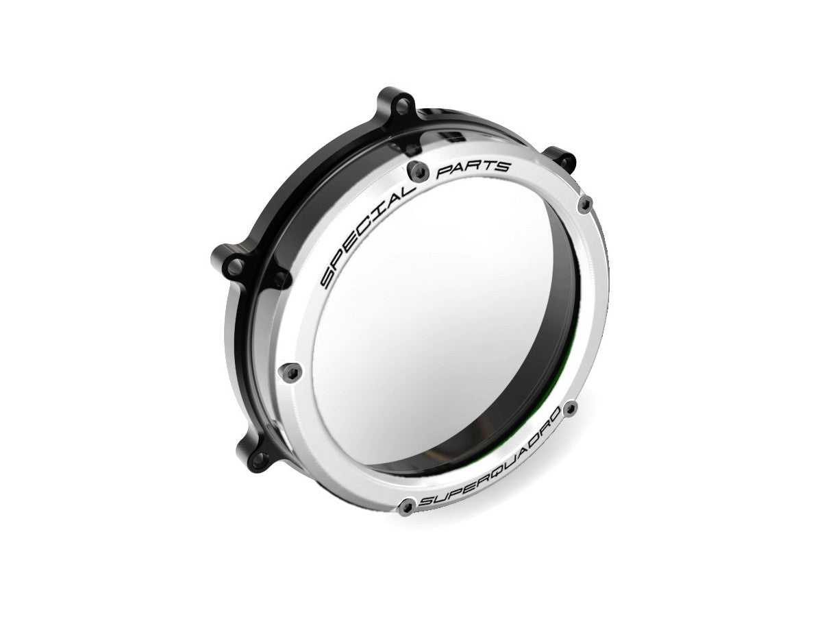 DBK Special Parts | CC119902 - Ducati | BLACK-SILVER | KLARER KUPPLUNGSDECKEL PANIGALE / STREETFIGHTER | passend für Ducati - Modelle