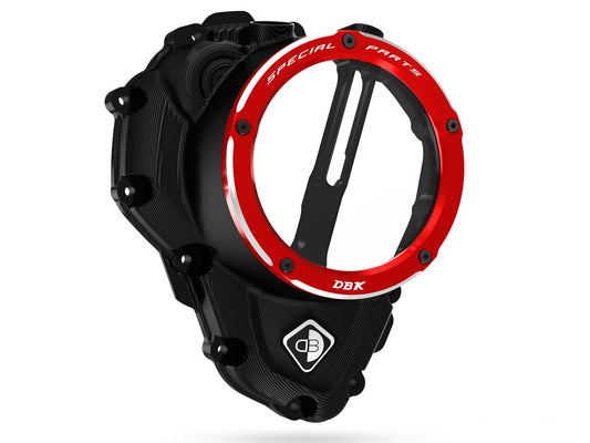 DBK Special Parts | CCDV11 - Triumph | BLACK-RED | KLARER KUPPLUNGSDECKEL ÖLBAD 3D-EVO | passend für Triumph Speed Triple 1200 RR/RS - Modelle (2021-2024)