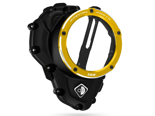 DBK Special Parts | CCDV11 - Triumph | BLACK-GOLD | KLARER KUPPLUNGSDECKEL ÖLBAD 3D-EVO | passend für Triumph Speed Triple 1200 RR/RS - Modelle (2021-2024)