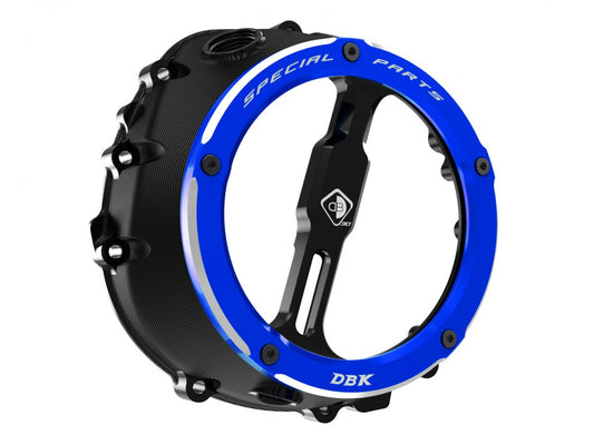 DBK Special Parts | CCDV12 - BMW | BLACK-BLUE | KLARER KUPPLUNGSDECKEL ÖLBAD 3D-EVO | passend für BMW S 1000 R / RR / XR & M 1000 R / RR / XR - Modelle