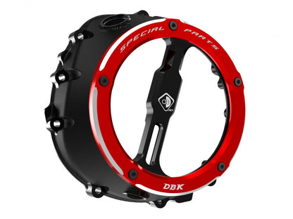 DBK Special Parts | CCDV12 - BMW | BLACK-RED | KLARER KUPPLUNGSDECKEL ÖLBAD 3D-EVO | passend für BMW S 1000 R / RR / XR & M 1000 R / RR / XR - Modelle