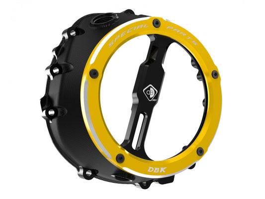 DBK Special Parts | CCDV12 - BMW | BLACK-GOLD | KLARER KUPPLUNGSDECKEL ÖLBAD 3D-EVO | passend für BMW S 1000 R / RR / XR & M 1000 R / RR / XR - Modelle