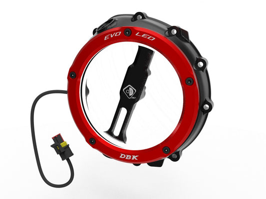 DBK Special Parts | CCDVL12 - BMW | BLACK-RED | KLARER KUPPLUNGSDECKEL EVO LED | passend für BMW S 1000 R / RR / XR & M 1000 R / RR / XR - Modelle