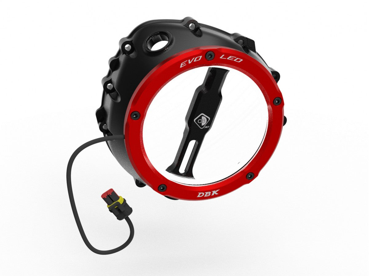 DBK Special Parts | CCDVL12 - BMW | BLACK-RED | KLARER KUPPLUNGSDECKEL EVO LED | passend für BMW S 1000 R / RR / XR & M 1000 R / RR / XR - Modelle