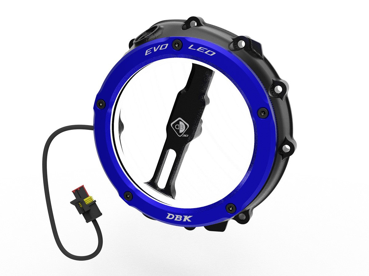 DBK Special Parts | CCDVL12 - BMW | BLACK-BLUE | KLARER KUPPLUNGSDECKEL EVO LED | passend für BMW S 1000 R / RR / XR & M 1000 R / RR / XR - Modelle
