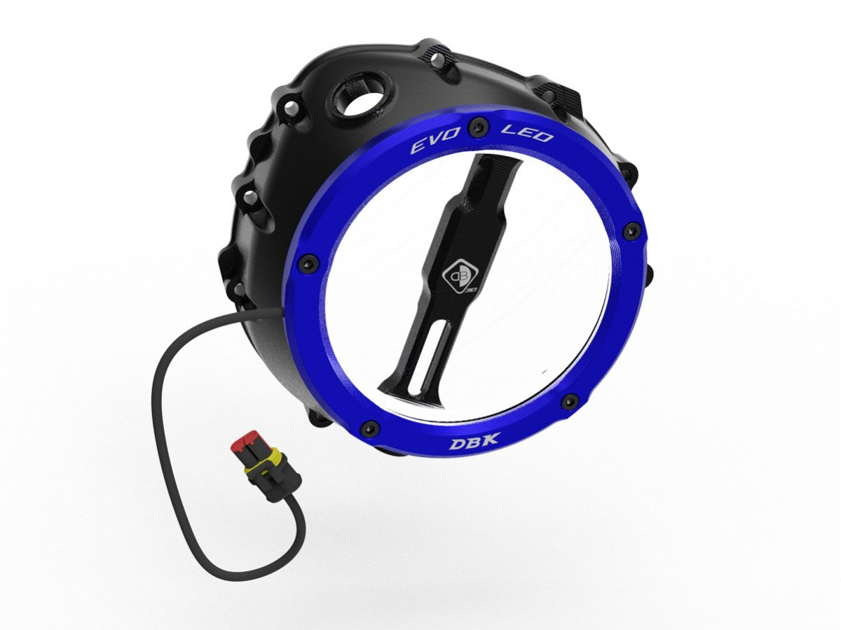 DBK Special Parts | CCDVL12 - BMW | BLACK-BLUE | KLARER KUPPLUNGSDECKEL EVO LED | passend für BMW S 1000 R / RR / XR & M 1000 R / RR / XR - Modelle
