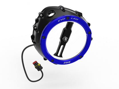 DBK Special Parts | CCDVL12 - BMW | BLACK-BLUE | KLARER KUPPLUNGSDECKEL EVO LED | passend für BMW S 1000 R / RR / XR & M 1000 R / RR / XR - Modelle