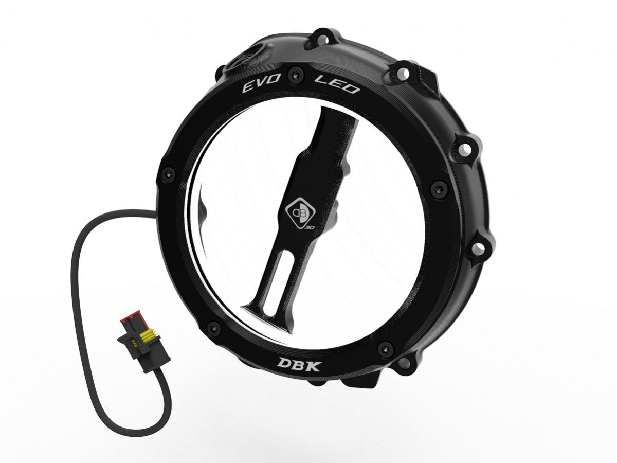 DBK Special Parts | CCDVL12 - BMW | BLACK-BLACK | KLARER KUPPLUNGSDECKEL EVO LED | EVO LED CLEAR CLUTCH COVER | passend für BMW S 1000 R / RR / XR & M 1000 R / RR / XR - Modelle