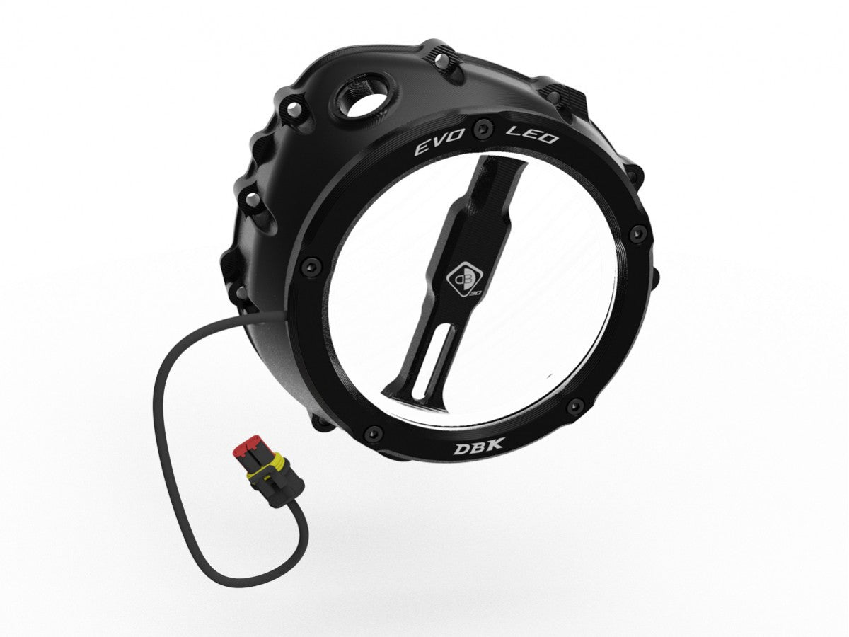 DBK Special Parts | CCDVL12 - BMW | BLACK-BLACK | KLARER KUPPLUNGSDECKEL EVO LED | EVO LED CLEAR CLUTCH COVER | passend für BMW S 1000 R / RR / XR & M 1000 R / RR / XR - Modelle