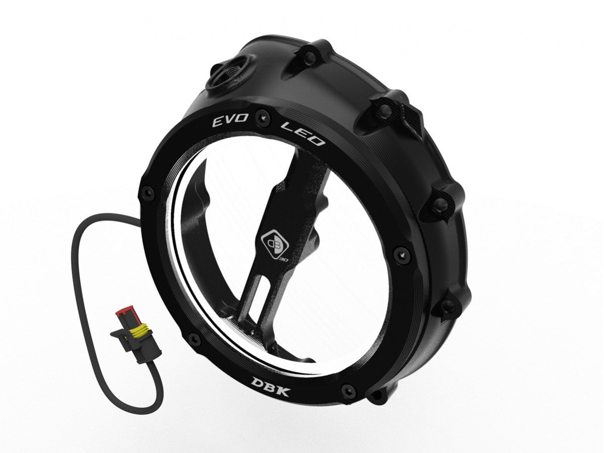 DBK Special Parts | CCDVL12 - BMW | BLACK-BLACK | KLARER KUPPLUNGSDECKEL EVO LED | EVO LED CLEAR CLUTCH COVER | passend für BMW S 1000 R / RR / XR & M 1000 R / RR / XR - Modelle
