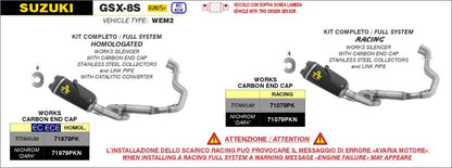 Arrow Exhaust Auspuff | WORKS DARK | Komplettanlage inkl. Krümmer & Carbon Endkappe | ABE | Titan | passend für Suzuki GSX-8R (WEM2) - Modelle (2024-2026)
