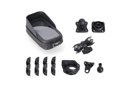 SW-Motech Universal Navi-Kit mit Phone Case | Inkl. 2" Klemmarm. Für Lenker/ Spiegelgewinde.
