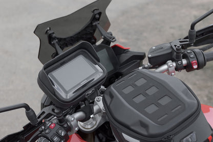SW-Motech Universal Navi-Kit mit Navi Case | Inkl. 2" Klemmarm. Für Lenker/ Spiegelgewinde.