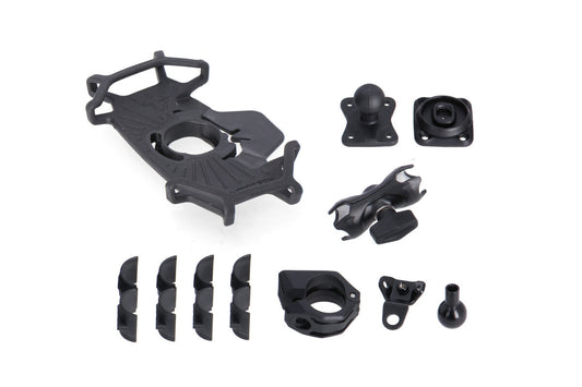 SW-Motech Universal Navi-Kit mit T-Lock Halter Smartphone | Inkl. 2" Klemmarm. Für Lenker/ Spiegelgewinde.