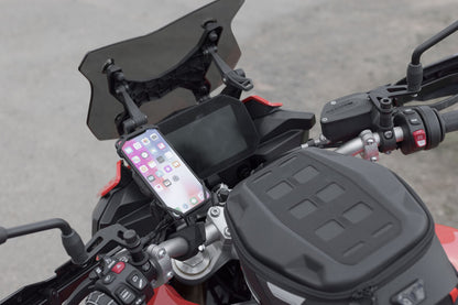 SW-Motech Universal Navi-Kit mit T-Lock Halter Smartphone | Inkl. 2" Klemmarm. Für Lenker/ Spiegelgewinde.