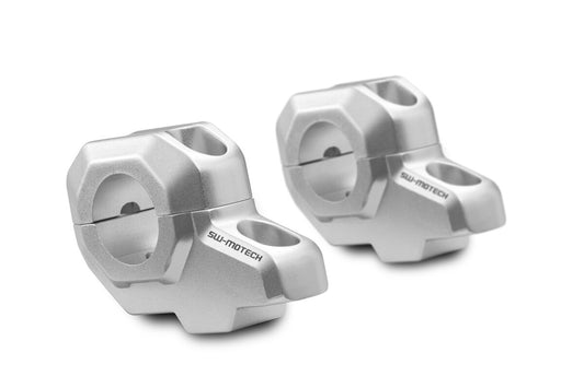 SW-Motech Lenkerverlegung für Ø 28 mm Lenker | H=30 mm. Verlegung um 22 mm. Silbern.