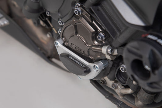 SW-Motech Motorgehäusedeckel-Schutz | Schwarz/Silbern. Yamaha MT-10 / SP (16-).
